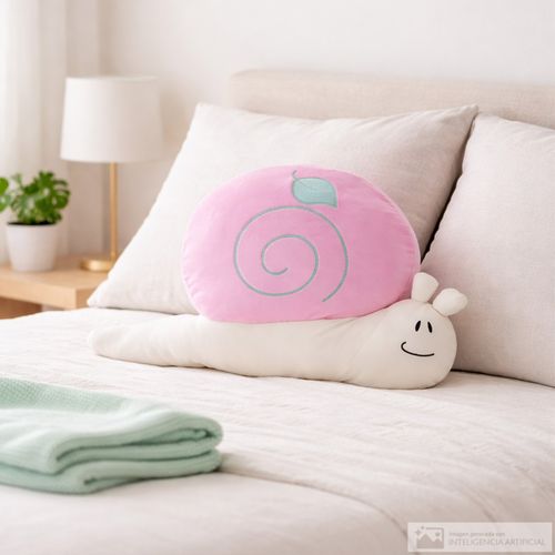 Cojín infantil caracol rosado 64x34 cm