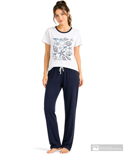 Pijama con pantalón Orange azul estampada para mujer