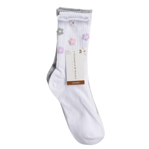 Set de 3 pares de calcetines White Mountain con aplicaciones florales para mujer