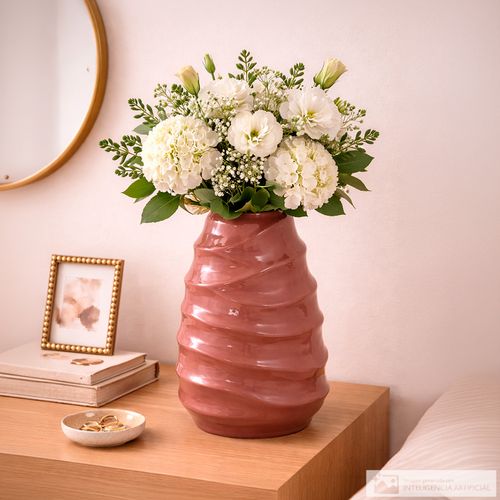 Florero decorativo de vidrio ondulado irregular 20x30 cm