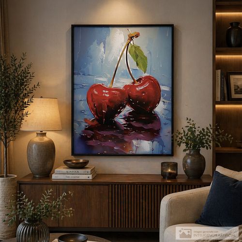 Cuadro decorativo cerezas 60x80 cm