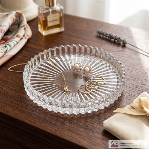 Portavela de plato en vidrio transparente 10 cm