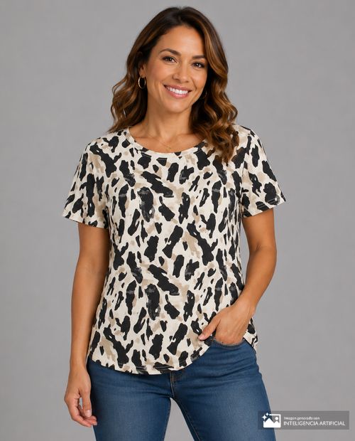 Camiseta Nicolle beige estampado animal print para mujer