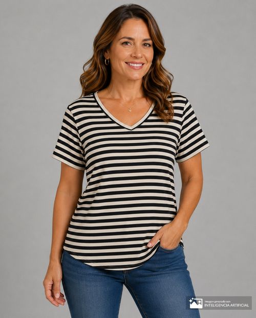 Camiseta Nicolle bicolor rayada para mujer