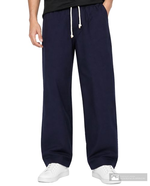 Pantalón pull on Unexpected relaxed fit azul sólido para hombre