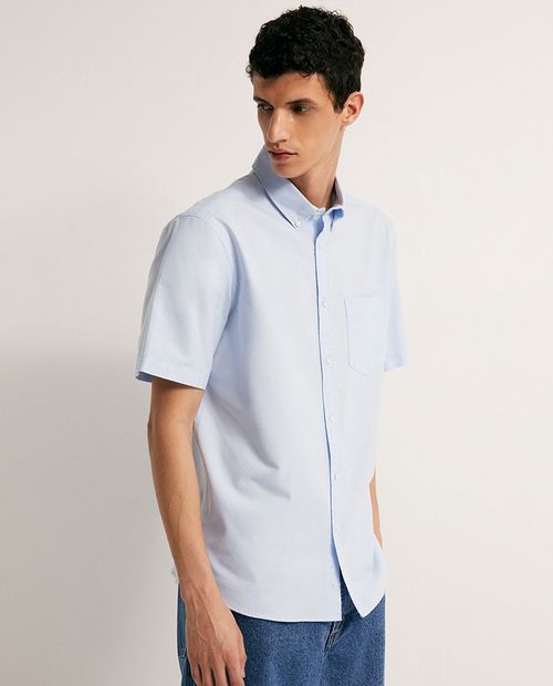Camisa casual Sfera regular fit celeste para hombre