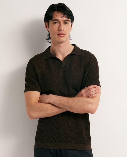 Camisa polo Sfera regular fit café para hombre