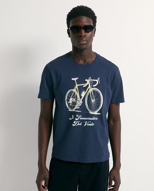 Camiseta gráfica Sfera regular fit azul para hombre