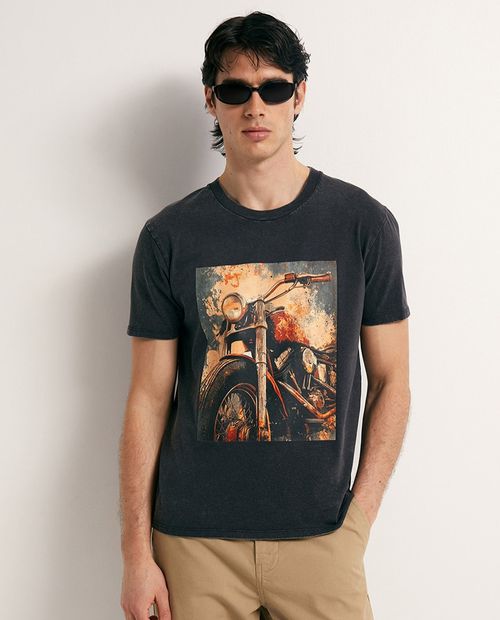 Camiseta gráfica Sfera regular fit negra para hombre