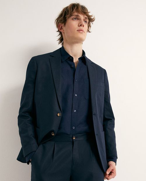 Blazer Sfera slim fit azul sólido para hombre