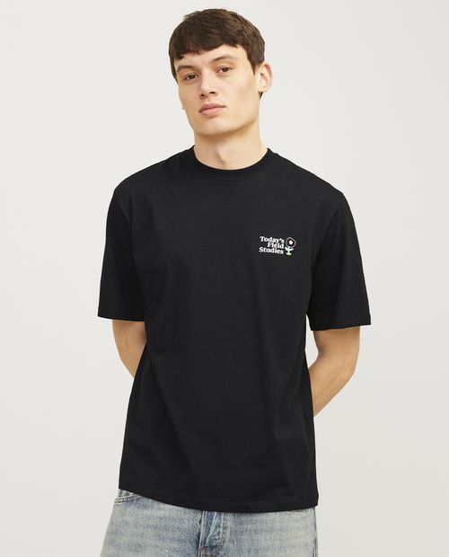 Camiseta gráfica Jack & Jones loose fit negra para hombre