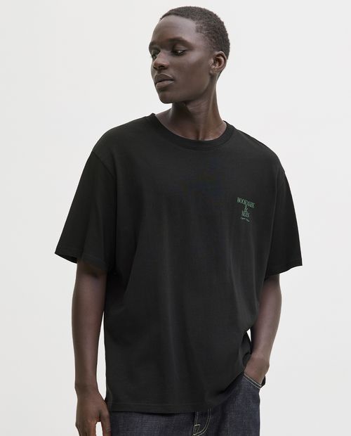 Camiseta gráfica Jack & Jones loose fit negra para hombre