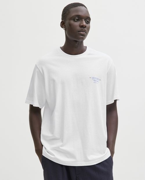 Camiseta gráfica Jack & Jones loose fit blanca para hombre