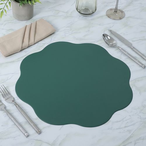 Individual de mesa con borde ondulado verde 38 cm