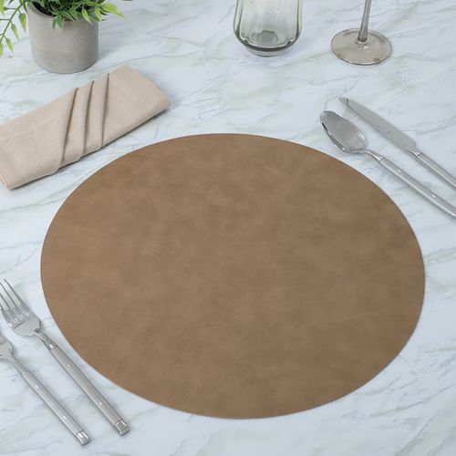 Individual de mesa redondo café claro 38 cm