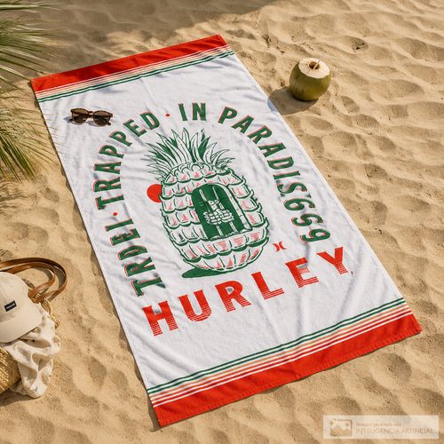 Toalla de playa Hurley estampado tropical blanco