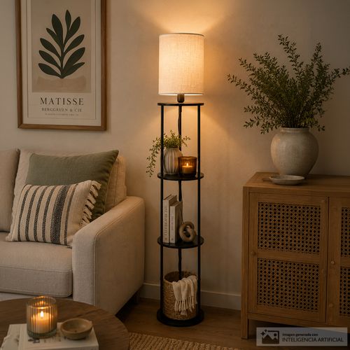 Lámpara de pedestal con repisas 160 cm x 26 cm