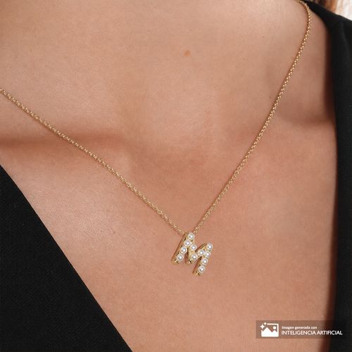 Collar con inicial de brass dorado 1mm-46 cm para mujer