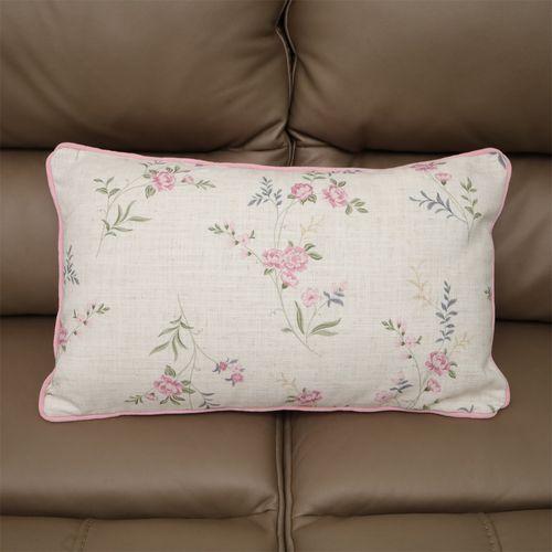 Cojín Estampado Floral con Borde Rosado