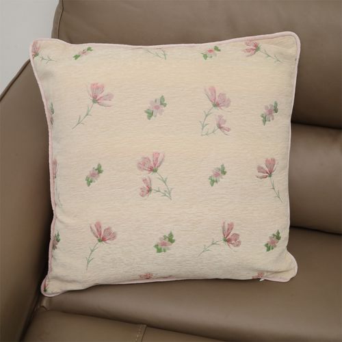 Cojín Jacquard Flores Rosadas
