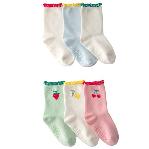 Set de 6 calcetines multicolor con bordado para niña