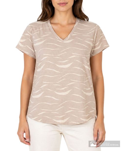 Camiseta beige con estampado para mujer
