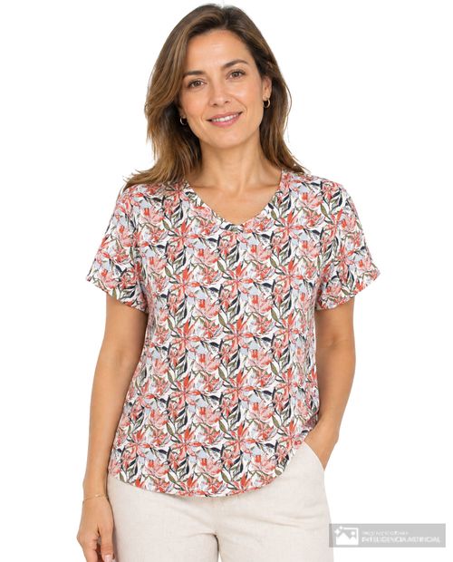 Camiseta con estampado floral para mujer