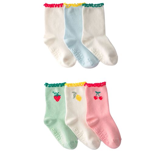 Set de 6 calcetines con estampado de frutas para bebé niña