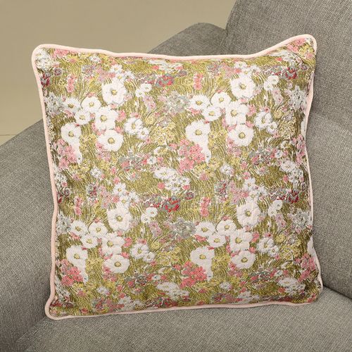 Cojín de poliéster jacquard diseño floral 45x45 cm