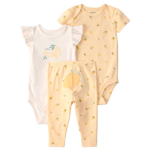 Conjunto de 3 piezas multicolor con estampado de limones amarillo para bebé niña