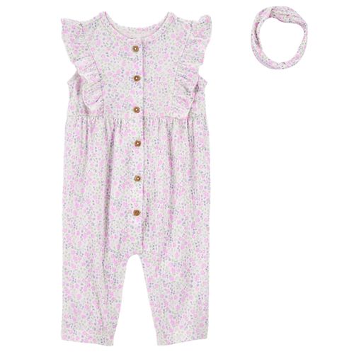 Jumpsuit blanco con estampado floral para bebé niña