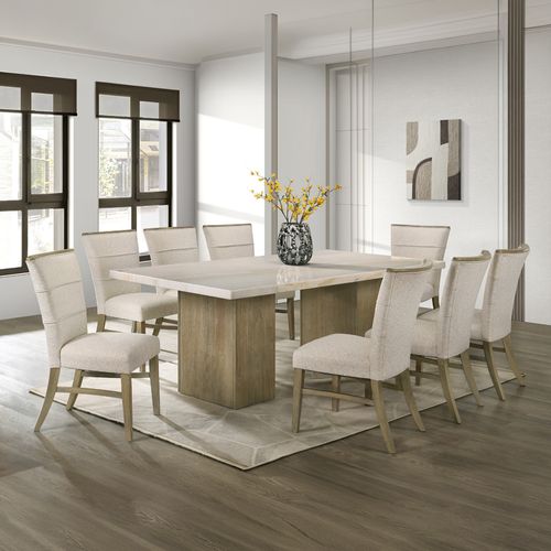 Juego de comedor 8 personas rectangular top marmol Metron
