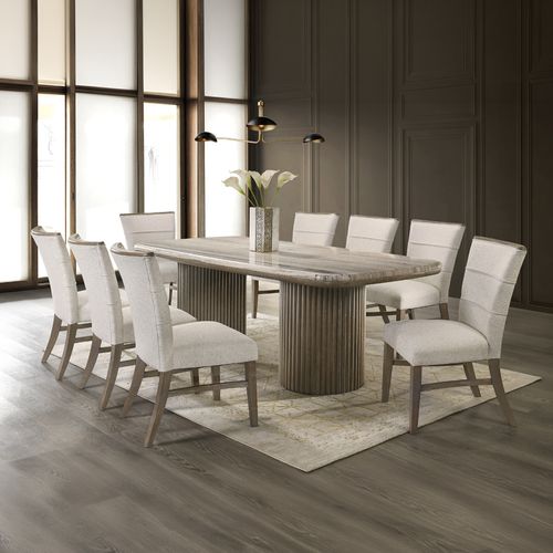 Juego de comedor 8 personas rectangular top mármol Cervia