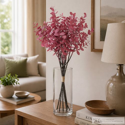 Ramas artificiales de hojas de eucalipto morado 40 cm
