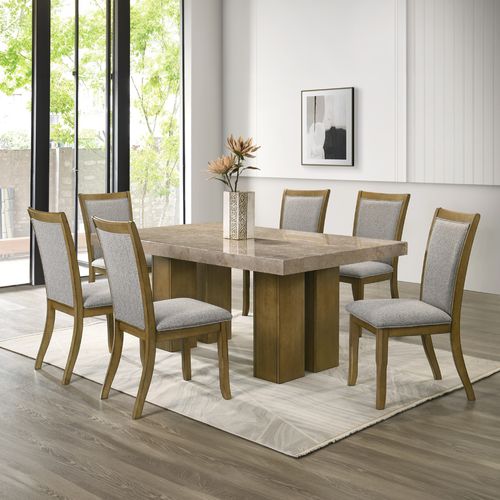 Juego de comedor 6 personas rectangular mármol Oscar