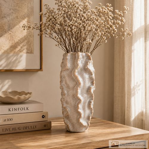 Florero blanco con textura en relieve