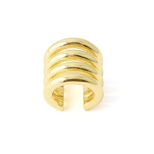 Ear cuff dorado texturizado de diseño moderno para mujer