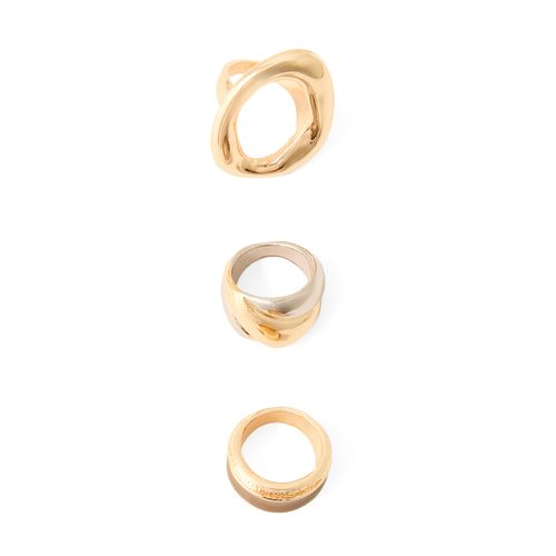 Set de 3 anillos dorados para mujer con diseño moderno