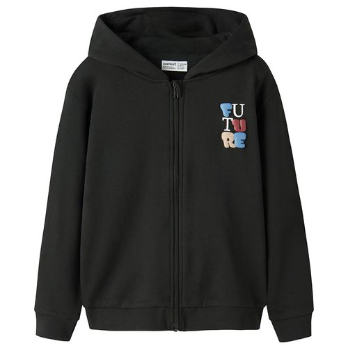 Suéter negro con capucha y estampado para niño