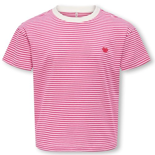 Camiseta rosada rayada para niña