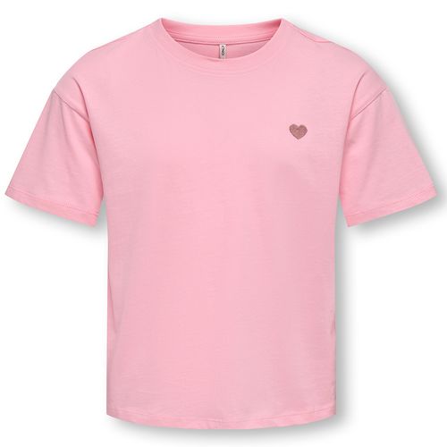 Camiseta rosada con corazón bordado para niña