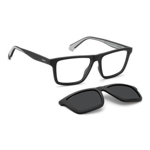 Lentes clip on rectangular Polaroid de acetato para hombre