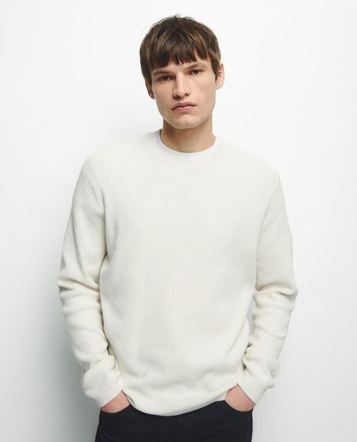 Suéter Sfera pull over beige texturizado para hombre