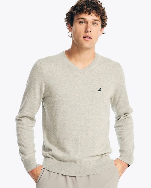 Suéter Pullover Nautica regular fit gris para hombre