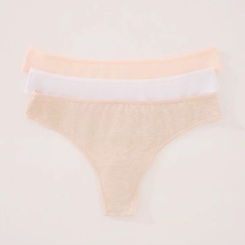 Set de 3 tangas Women Secret sólidas de cintura corta para mujer
