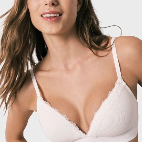 Brasier Women Secret sin aro blanco acanalado para mujer
