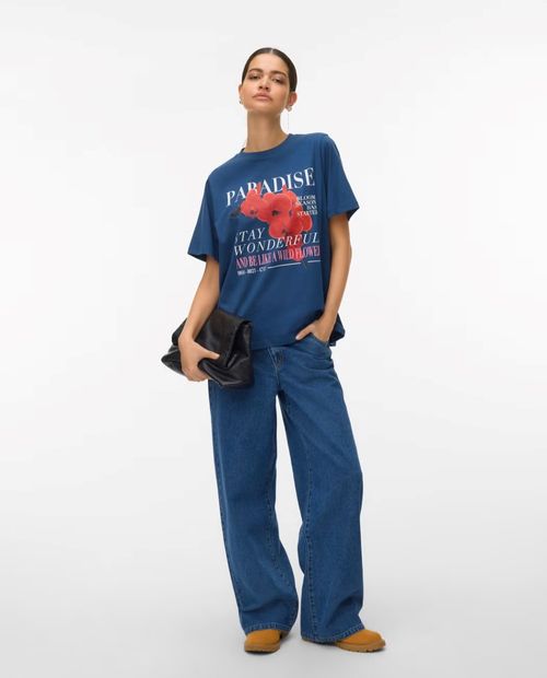 Camiseta Vero Moda básica estampada manga corta para mujer