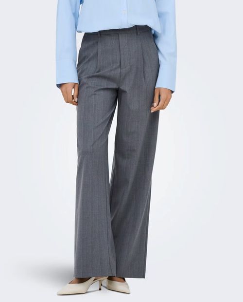 Pantalón Only recto gris rayado de cintura alta para mujer