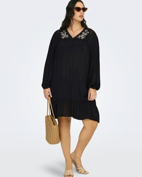 Vestido Only Carmakoma negro con textura para mujer