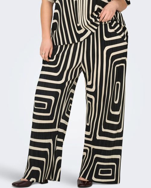 Pantalón Only Carmakoma palazzo bicolor estampado geométrico para mujer